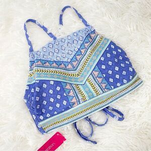 Patterned High Neck Bikini Top